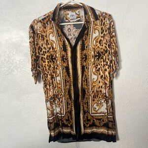 Baroque leopard shirt gold black and white from Zara Man size M